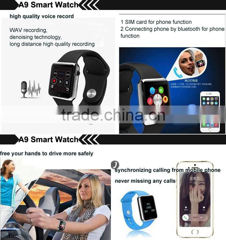 Bluetooth A9 waterproof smart watch with heartrate monitor for all ios and android,smart watch android