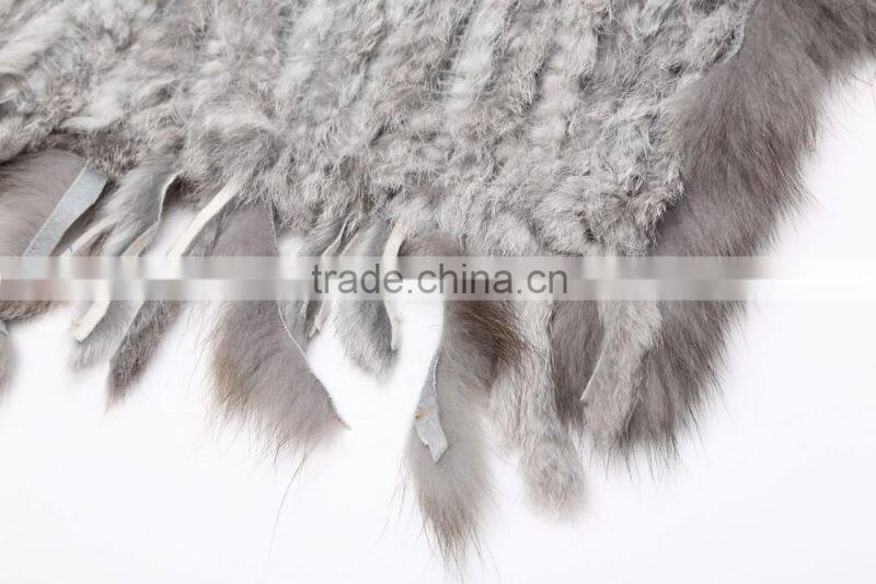 QD663 New Fashion Handknitted Rabbit & Raccoon Vest With Cap 2016