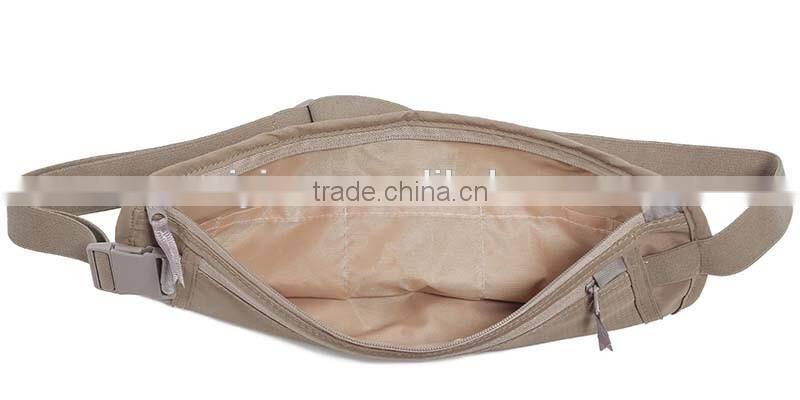 Travel rfid blocking waist money belt with zipper pocket