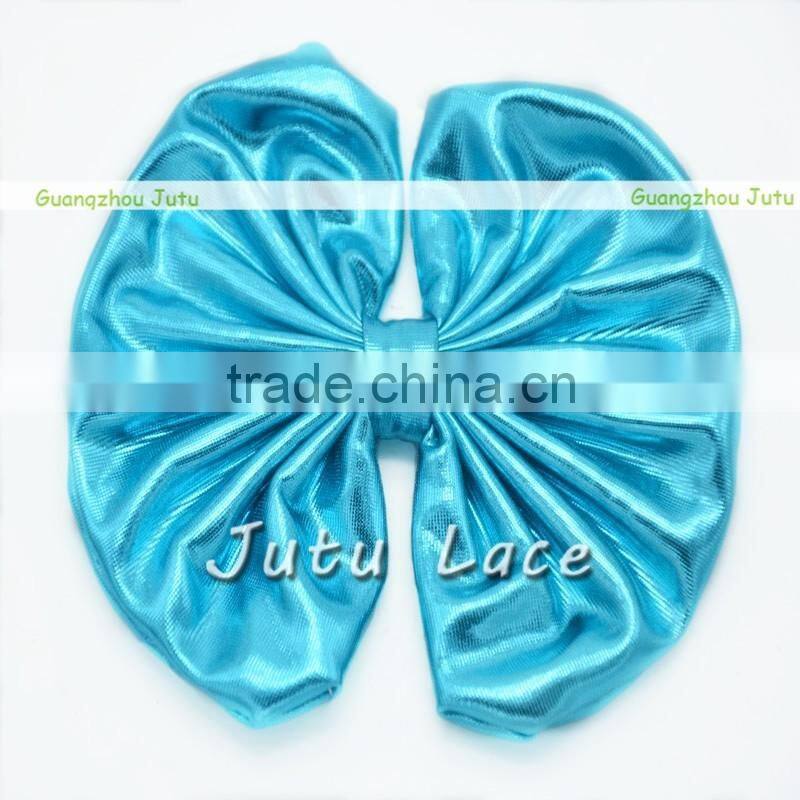 Wholesale DIY craft decorative flowers hair bows -Big Shiny Fabric Golden Bowknots Garment Accessories