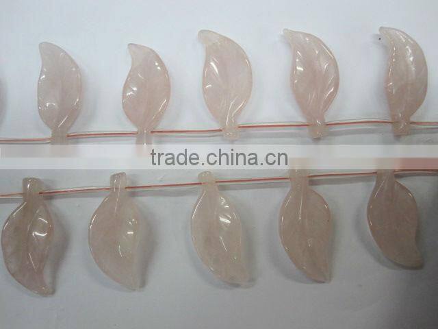Chinese Rose Quartz carved leave