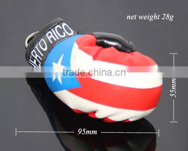 RANDOM Colors Wholesale Printing Puerto Rico Flags Souvenirs Leather Custom Mini Boxing Glove Keychain
