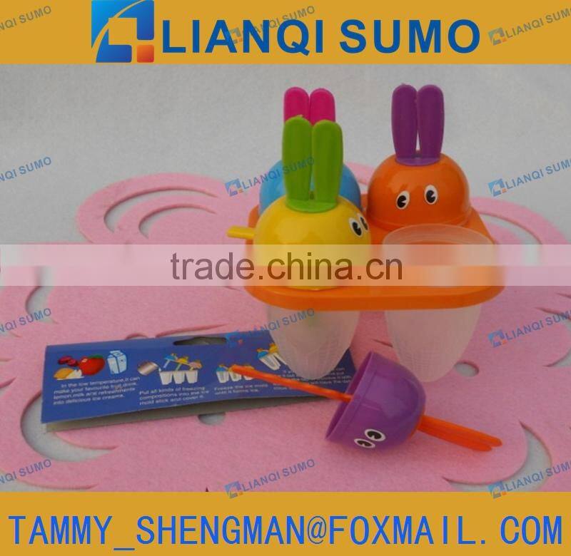 LFGB/FDA Food Grade plastic ice lolly mold rabbit shape