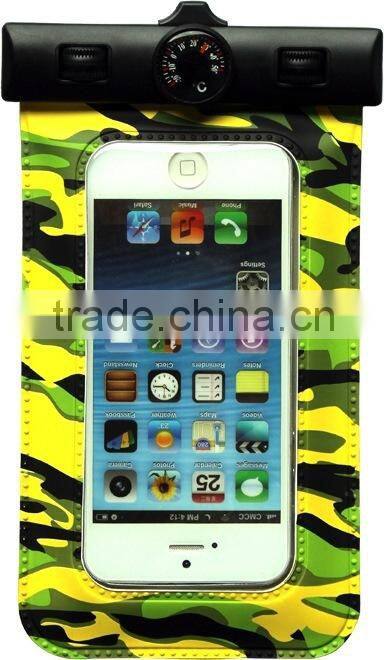 PVC military camouflage waterproof phone pouch with thermometer