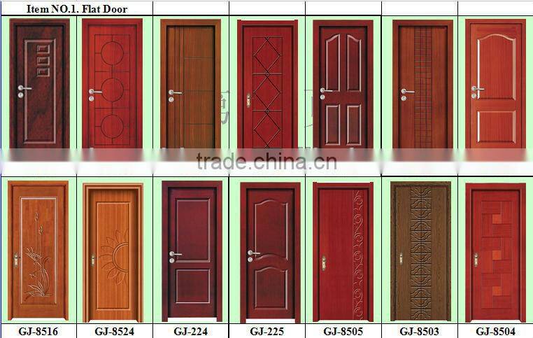 solid wooden Interior classic mdf veneer glass door
