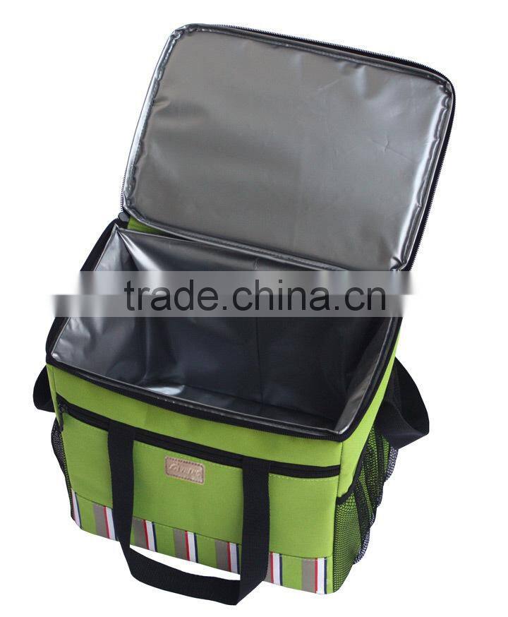 Promotional oxford double layer cooler bag with long shoulder strap