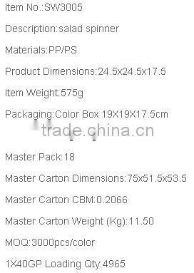 Multifunctional Plastic Salad Spinner with multi grater