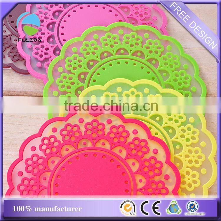 buy fashion flower four petals rubber soft pvc heat proof mug coaster