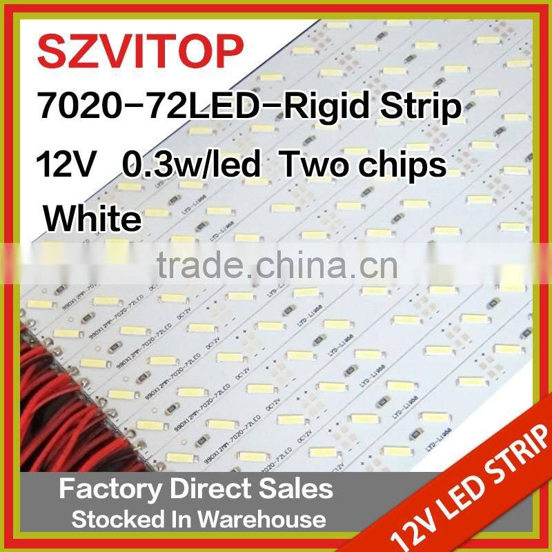 SV Dc 12V LED STRIP Super Bright 7020 72LEDs Rigid Strip white Light Two Chip Non-waterproof 12mm Width PCB 14.4W