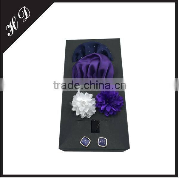 PVC Necktie Cufflink Flower Brooch Set Gift Box