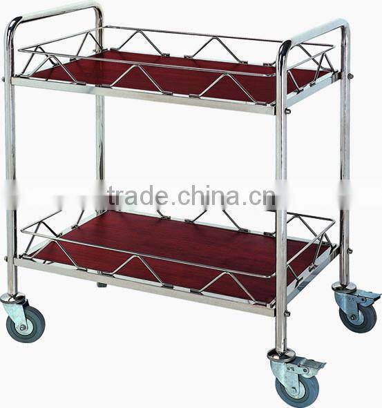 stainless steel 3 shelves service food cart