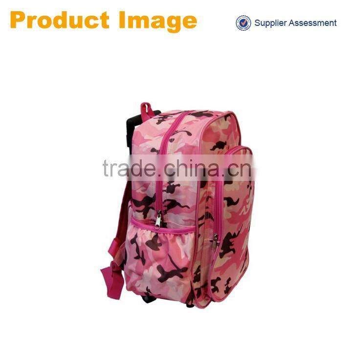 alibaba China wholesale customized fashion pink 14'' school backpack with wheels