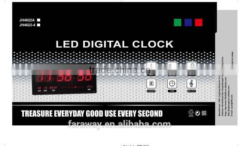 creative blue led alarm clock with temperature and calendar