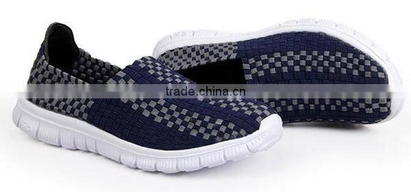 Handmade Elastic Upper Lady Men Woven Casual Shoes
