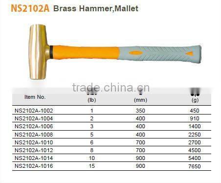 15LB High Quality Plastic Handle Brass Material Mallet Hammer