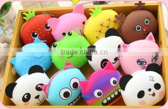 2015 Factory direct owl shape silicone rubber zipper coin money pochi pouch purse