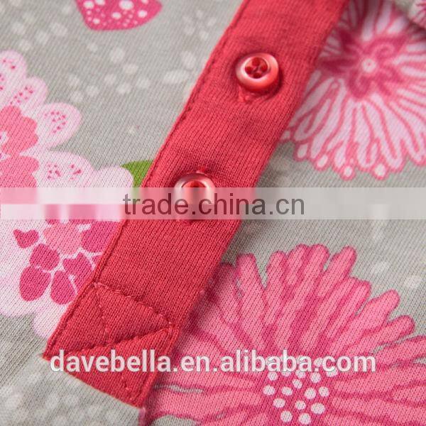 DB687 dave bella 2014 fall/winter printed long sleeve baby clothing sets for girl wholesale printed sets baby clothing sets