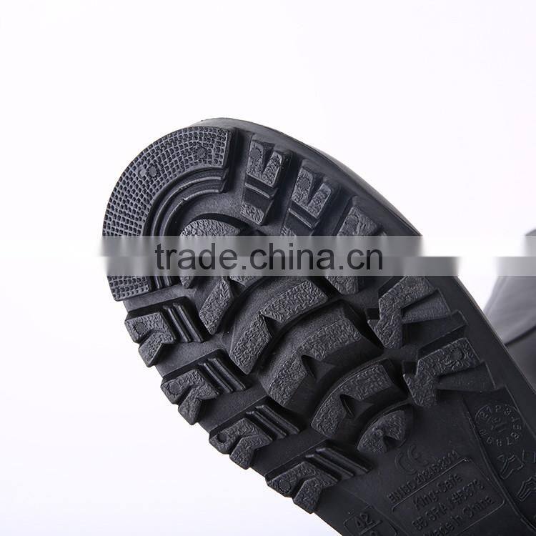 2016 Wholesale cheap black safety PVC rain boots, steel toe insert safety boots
