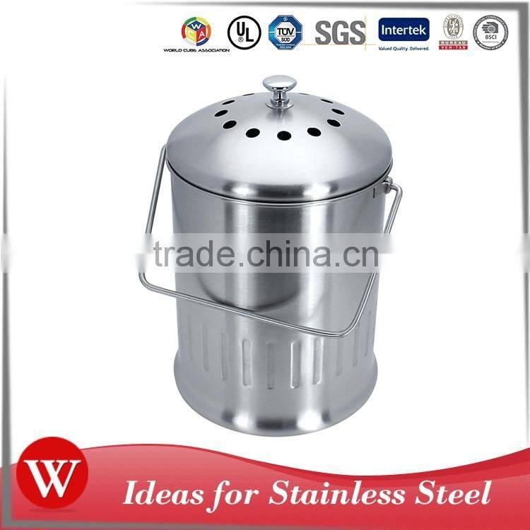 S.S 304 /202/201 houseware products 1.5 gallon metal kitchen trash can