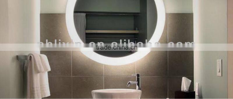 roundly illuminated mirror with heat pad for hotel