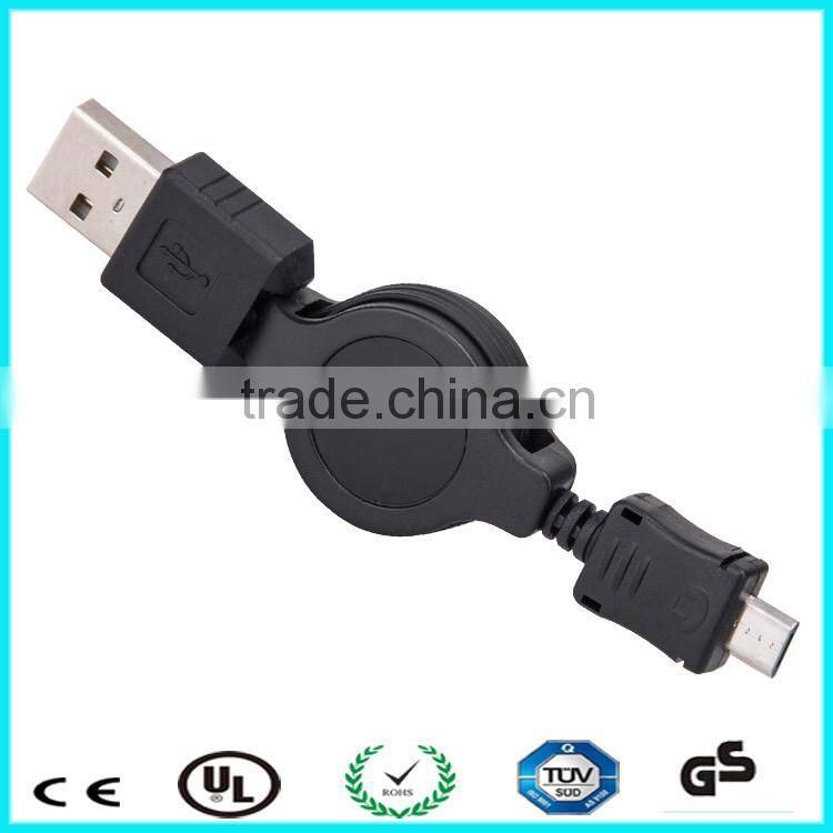 Black blue pink white green retractable micro usb cable