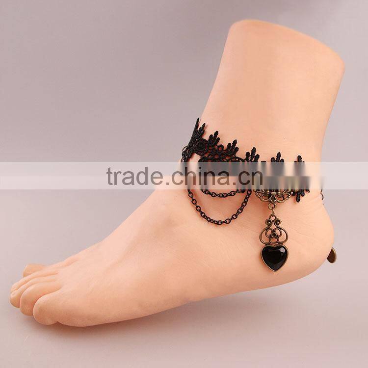 europe heart black lace imitation diamond jewelry