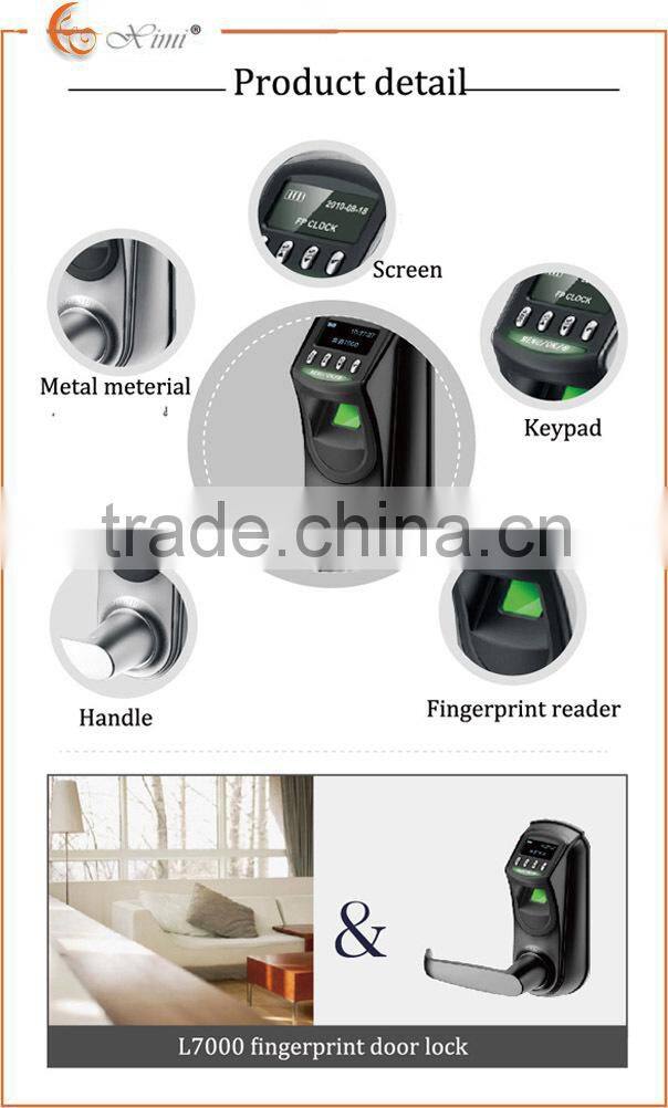 Black and silver color optional biometric fingerprint door lock with USB communication to store the record L7000 douch latch