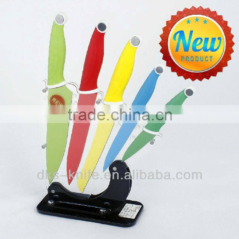 BLG-F1 Stainless Steel 6pcs Non-stick Coating color kitchen knife set