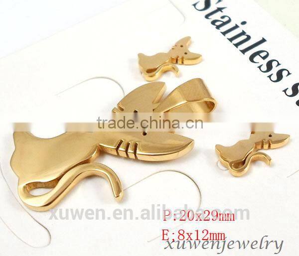 fox shape IPG gold plated stainless steel jewelry set