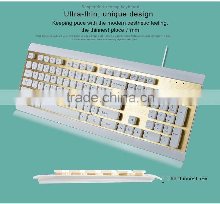 ultra thin wired computer keyboard_Suspended keycap keyboard with metal wile drawing