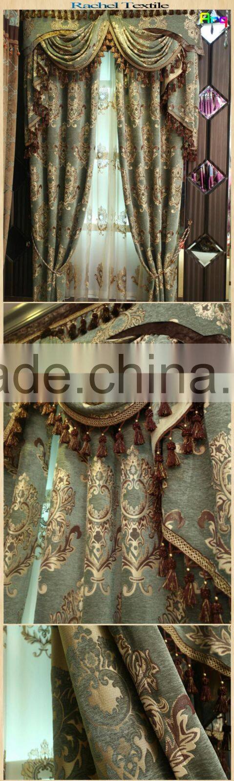 High standard red color chenille curtain fabric- heavy weight jacquard livign room/ bed room using- Middle east style