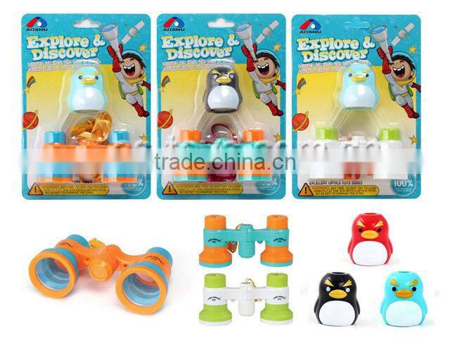 Baby plastic mini 4*30 toy binoculars with penguin kaleidoscope