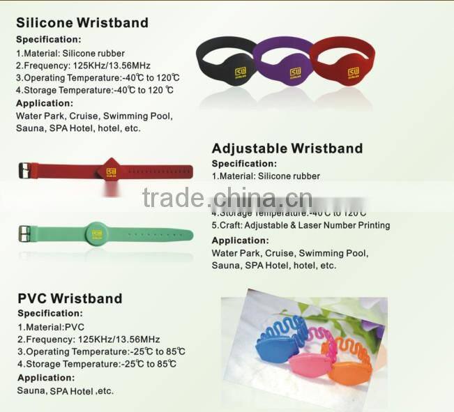 Waterproof Soft PVC RFID Wristband With Tk4100 Chip