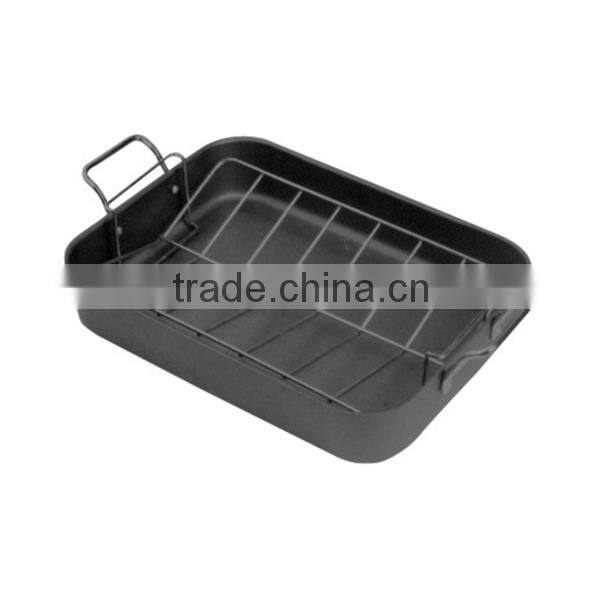 custom logo printing nonstick rectangular roaster with flat rack
