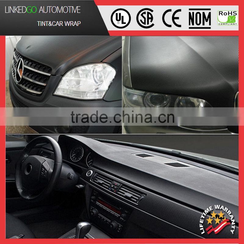 Car Sticker 1.52x30M Removable PVC Texured Vinyl Film Red Adhesive 3d Carbon Fiber Vinyl