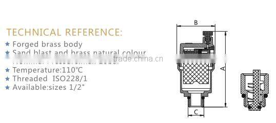 ART.5055 High technology best quality cheap 1/2 inch male thread automatic steam boiler brass air vent valve for heating system