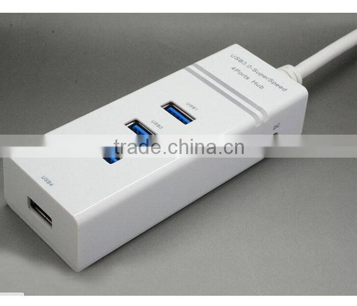 Portable High Speed 5Gbps Bulit-in 35cm USB Cable 4ports USB3.0 Hub for USB Device