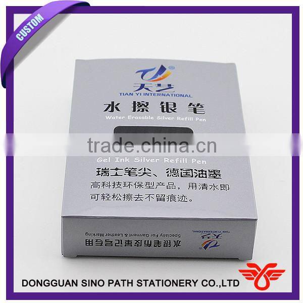 Water erasable silver refill pen, gel ink pen for leather industry
