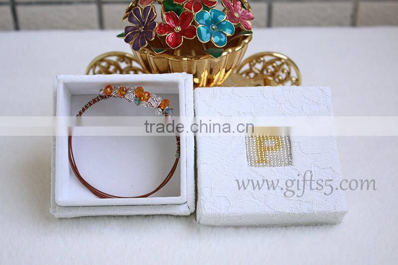 Hot sale jewelry box wedding gift jewelry box with beaded name plate of P