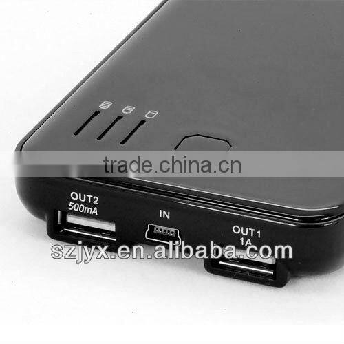 5000mah 2 USB Power Bank Portable External Battery Pack for iphone 5S 5C