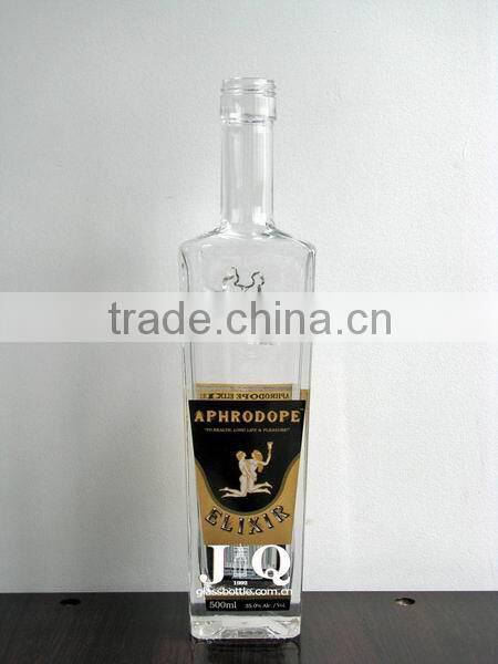 Square Transparent Crystal Glass High White Vodka Glass Bottle 500ml/750ml/1000ml