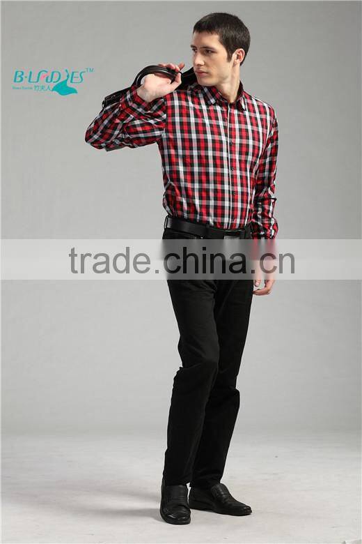 2015 Bladies New Bamboo Fiber Shirts For Men Plaid Shirts For Men