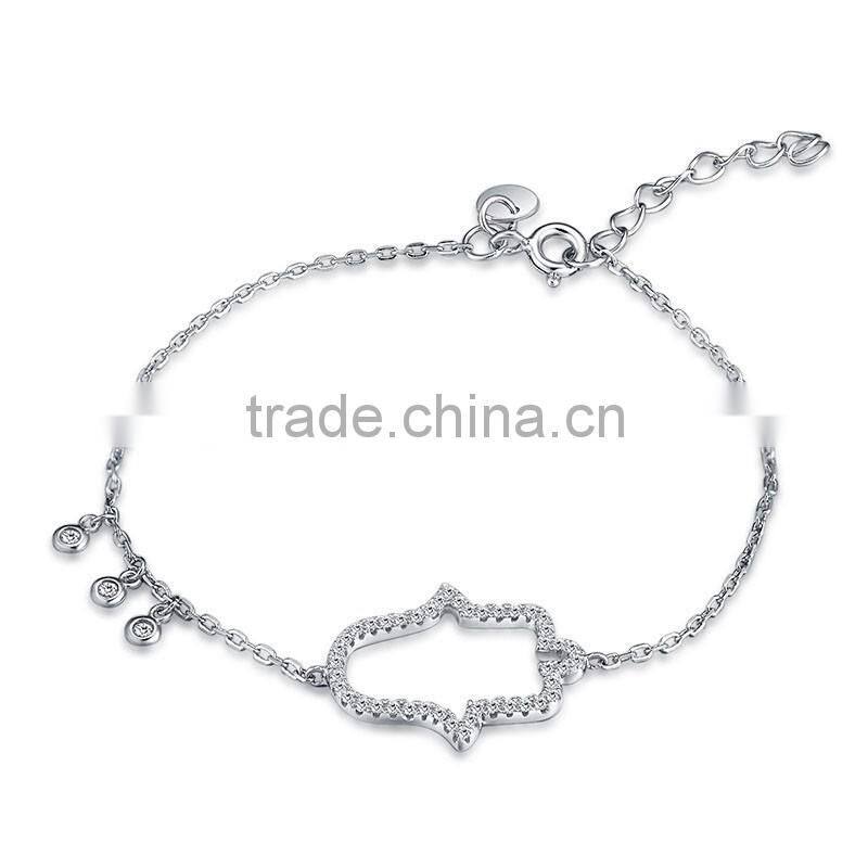 New design fashion gold bracelets desgin for women and girls 925 sterling silver hasma hands with AAA cz european (AB-010)