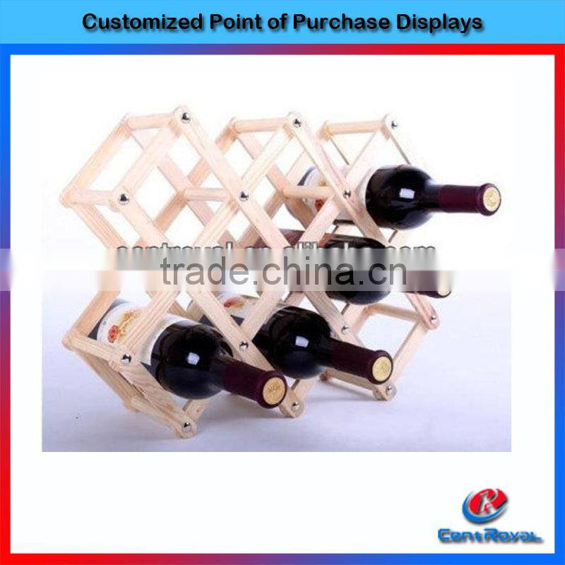 2015 Hot sale folding wooden wine counter display stand