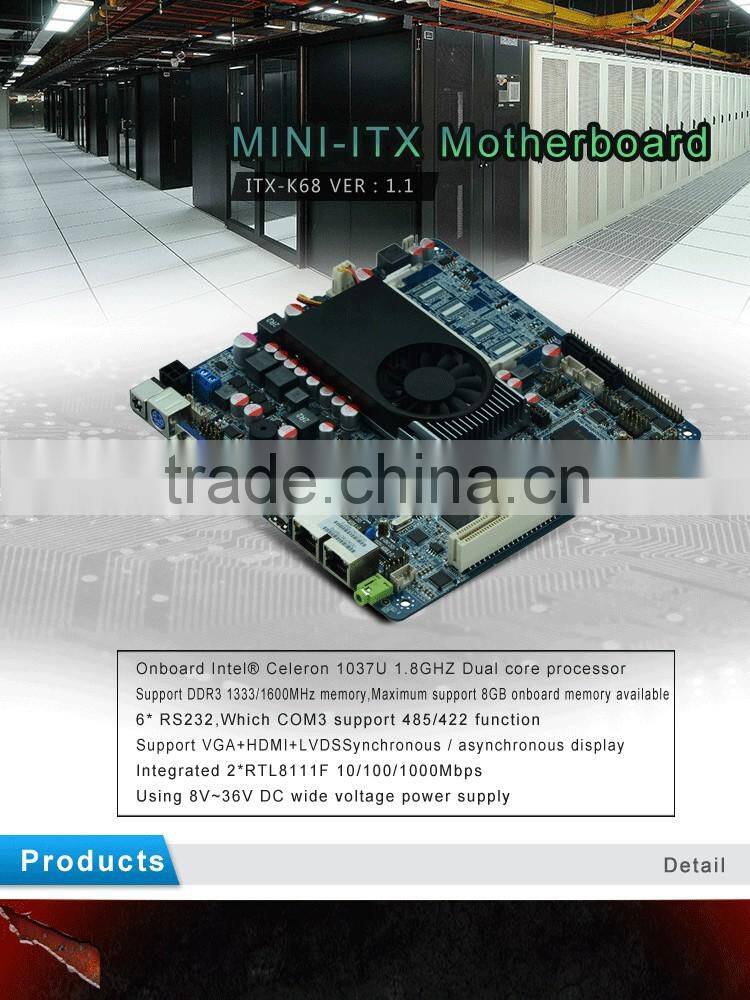 low price motherboards thin client 1037u mini itx motherboard suopport DC_8V~36V Power input