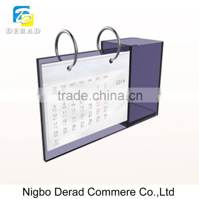 Acrylic Desktop Table Calendar with Pen Holder