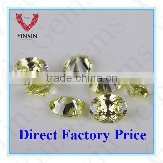 Heat resistant oval cut apple green loose cubic zirconia gem stones