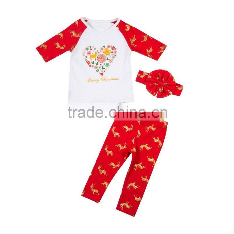 Baby girl christmas set matched headband boutique clothing for 0-9 year old girl