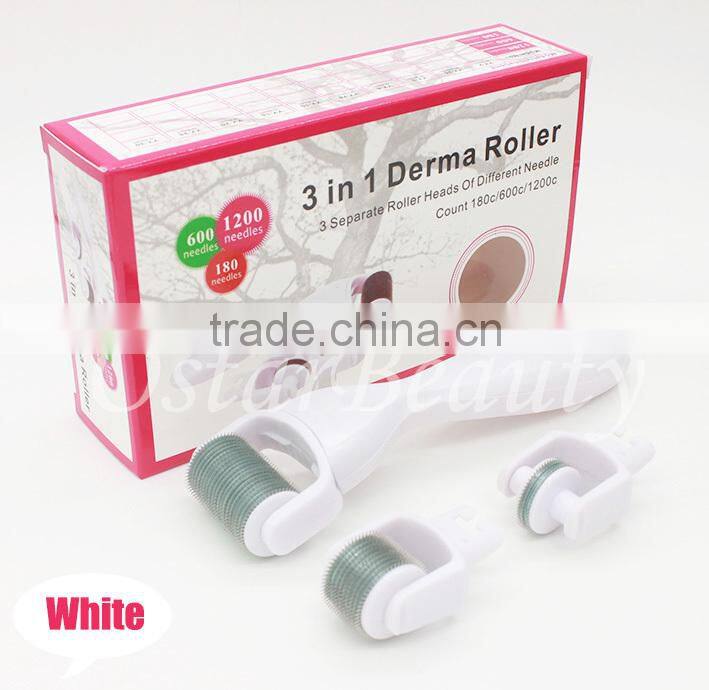 Derma Roller with Titanium needles 3 interchangeable heads 3 IN 1