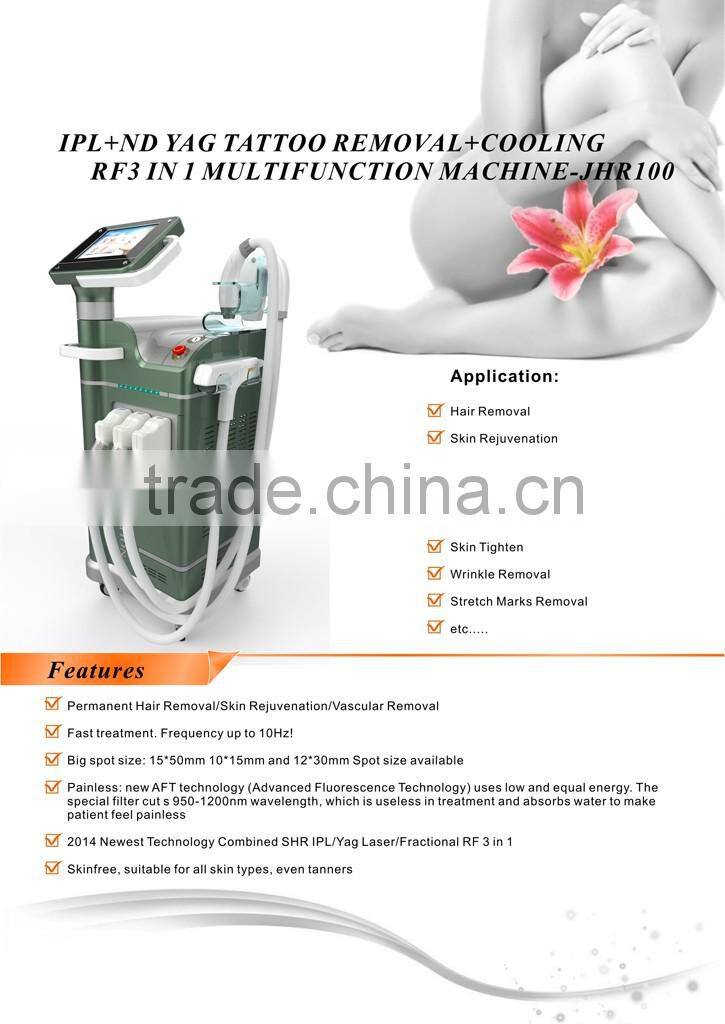 Multifunction Beauty IPL machine/ND yag laser tattoo removal/RF treatment Machine